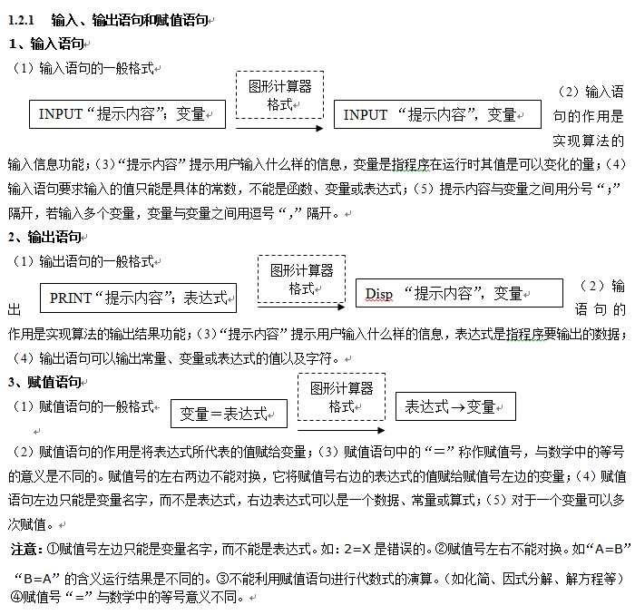 算法：輸入、輸出語(yǔ)句和賦值語(yǔ)句